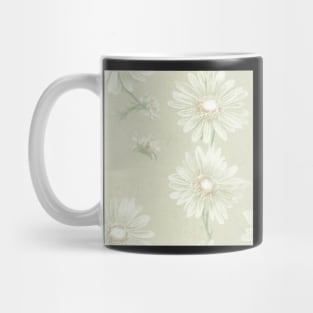 Antique Vintage White Ivory Daisy Floral Illustration Mug